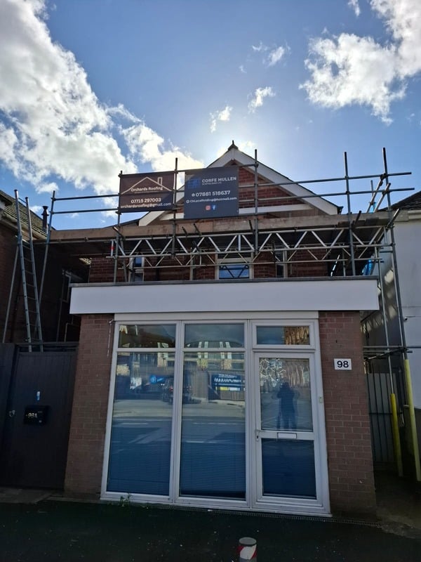 Scaffolding prepared for RE-ROOF
