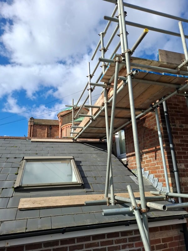 Scaffolding prepared for RE-ROOF